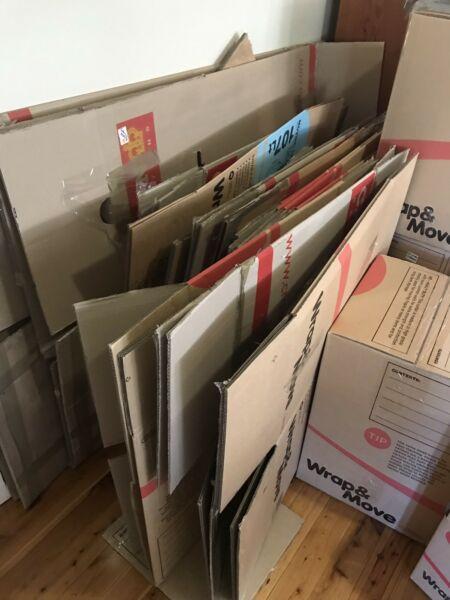 22 Cardboard Packing Boxes and wrapping paper