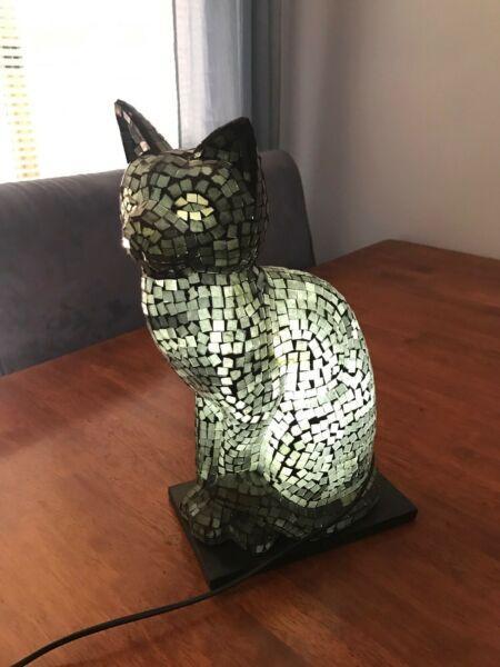 Mosaic cat light lamp glass tile