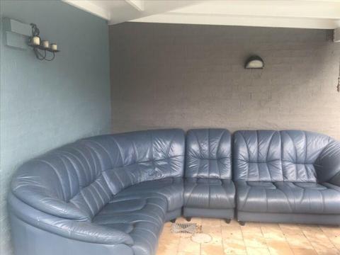 Corner Blue Leather Lounge
