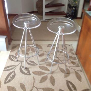 Two clear coloured stools