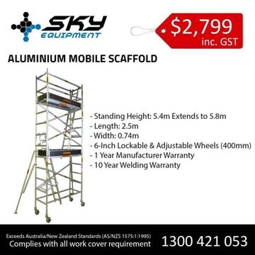 Aluminium Mobile Tower Sky Equipment - 5.4m extends to 5.8m