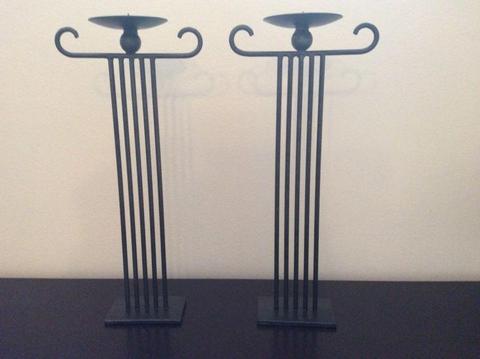 2 x Wrought Iron Candle Holders