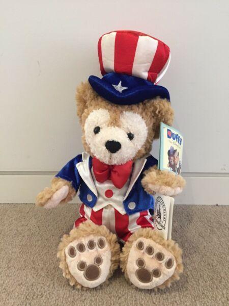 Mint condition Duffy the Disney Bear in Uncle Sam outfit