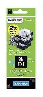 Dymo D1 twin cartridge pack 12 x 7mm Black on white Label Cassett