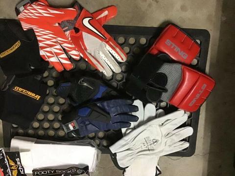 Mix of gloves. Weights, work, football