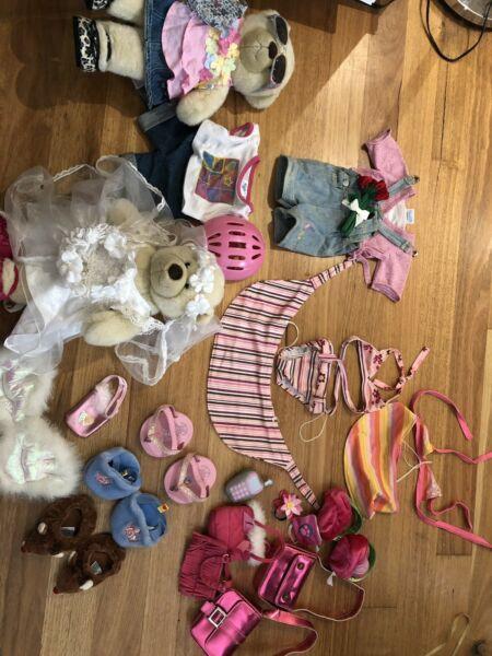 Build a Bear plush toys with clothes and accessories
