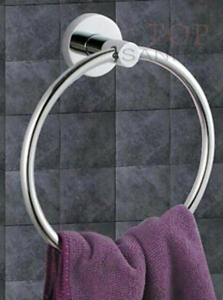 Round Hand Towel Ring Rack Bar Chrome Wall Mount Holder Bathroom