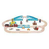 Bigjigs Pirate Train Set Wooden Trains 42 Piece Kit Brand New Toy