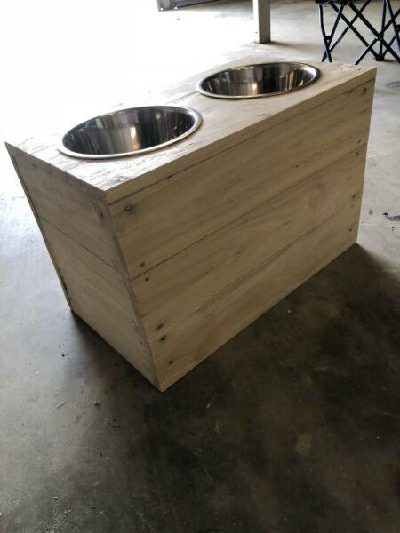 Personalised Handmade double dog bowls