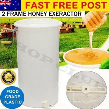 2 Frame Plastic Manual Bee Honey Extractor Honeycomb Drum Beekeep