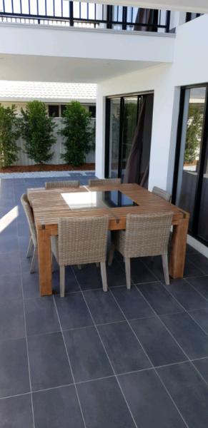 New outdoor table with 8 chairs