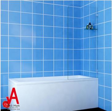 NEW 800x1450mm Swing Frameless Over Bath Shower Screen Fit left o