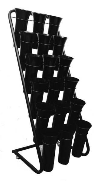 TWO cut flower display stands - 18 buckets