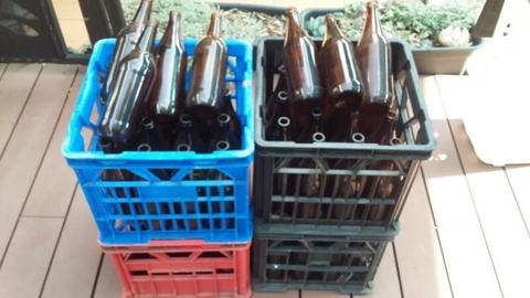 Homebrew beer bottles