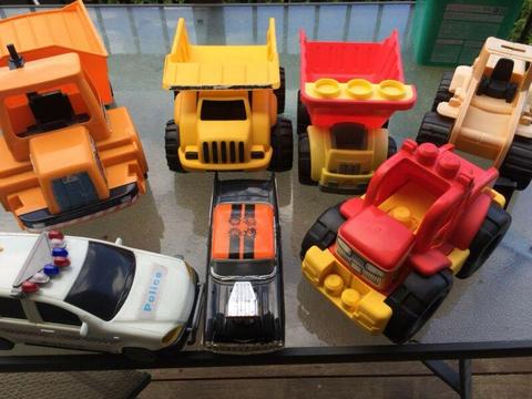 Bundle of Large Toy Trucks and Cars