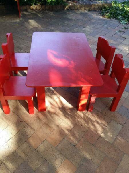 Childrens wooden table and chair set