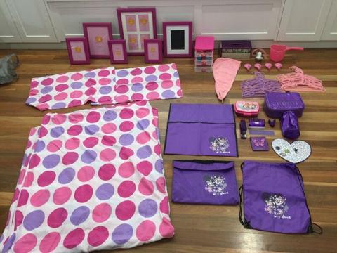 Girls double bed quilt cover set and accessories