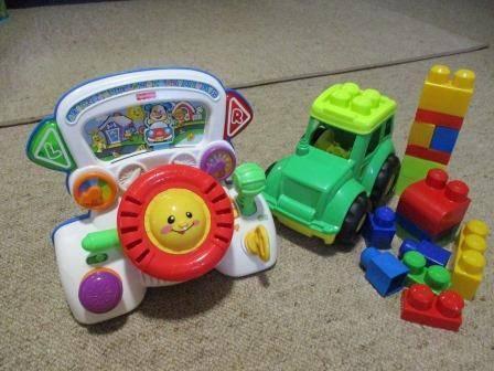 Lights and Sounds Steering Wheel Car Toy, Truck, Blocks