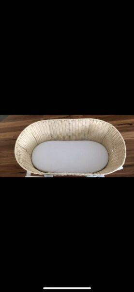 Moses basket - like new with stand