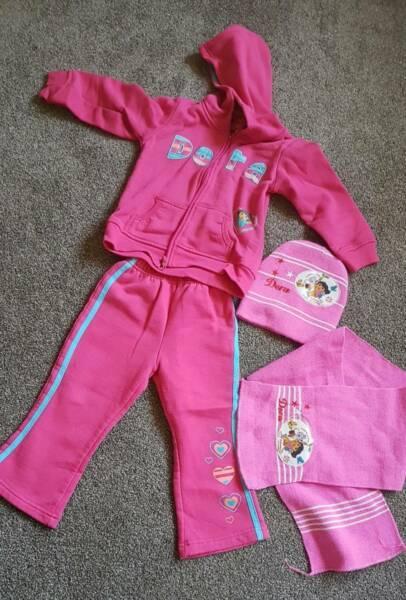Dora The Explorer Tracksuit and matching Beanie and Scarf Sz3