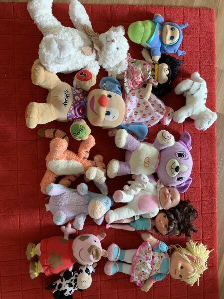 Assorted soft toys and talking toys