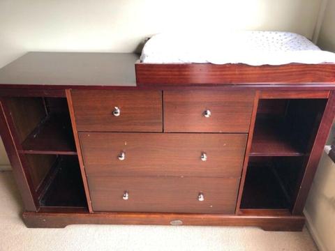 Baby change table with drawers