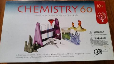 Chemistry Set and Smithsonian Giant Volcano. $15 each