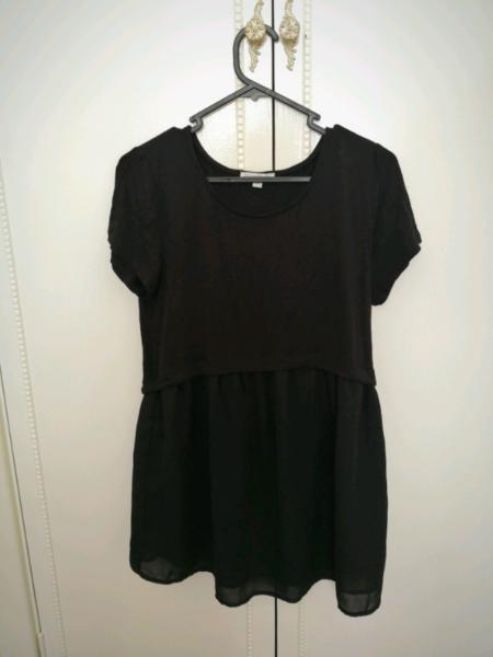 Black stylish Maternity Top / Shirt, Size 8