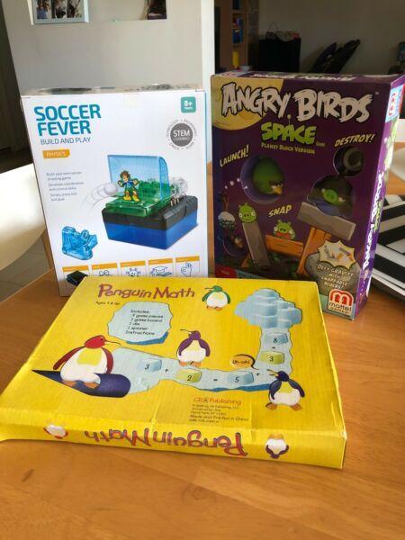 New 3 Toy Xmas Gift Pack- Angry Birds, Soccer Fever, Penguin Math