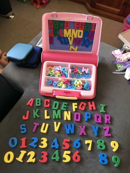 Magnetic board with letter and numbers