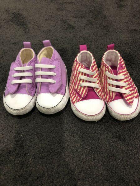 Converse girls hi top velcro shoes - 2 pairs