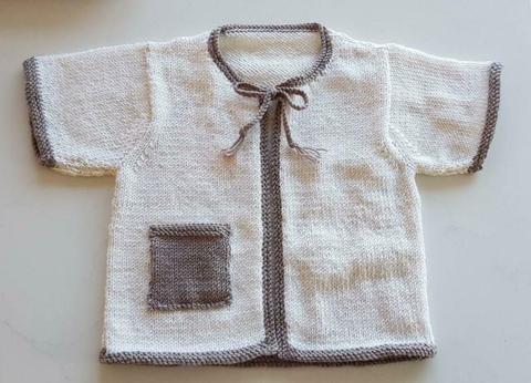 Handknitted merino wool baby cardi