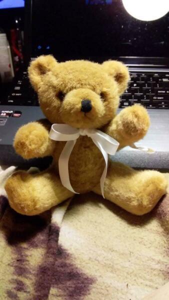 Jointed Teddy Bear with White Bow
