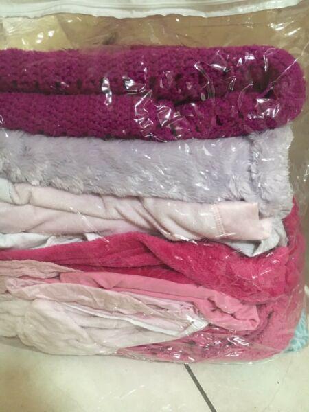 Bag of mixed baby blankets and sheets