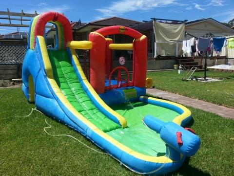 Jumping castle with water slide