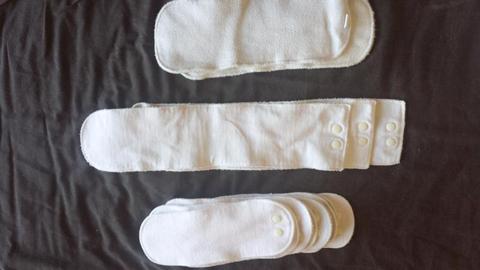 Hemp or bamboo cotton blend reusable nappy boosters