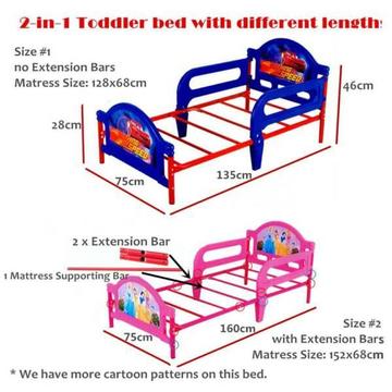 Wowmart Kid Toddler Steel Frame Extensible Bed Mattress 1.3-1.6m