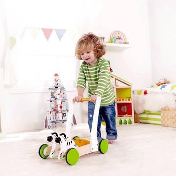 Toddler Gift Walker Hape Wooden Toy Push Galloping Zebra Cart