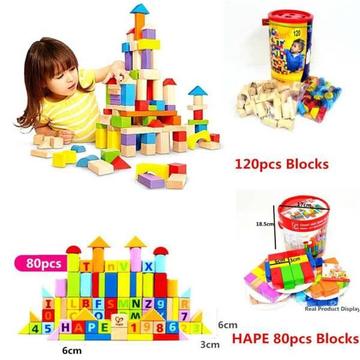 Wowmart Toddler Wooden Toy Number Alphabet Castle Building Block