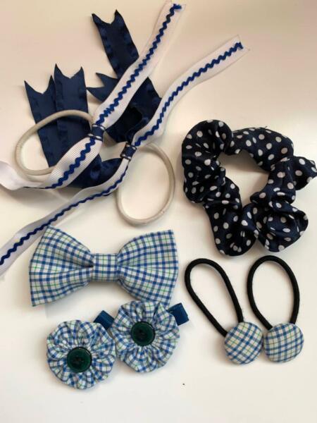 Lot Hair Accessories Made to Match School Uniform - Used
