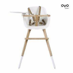 Micuna OVO High Chair With PU Leather Belts, White/Natural
