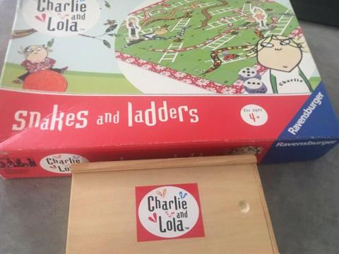 Charlie and Lola wooden dominoes / Snakes and ladders