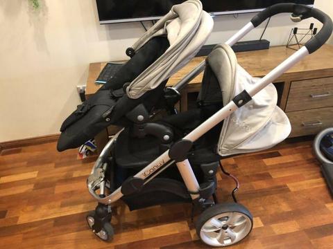 iCandy Pear double pram with taupe cover