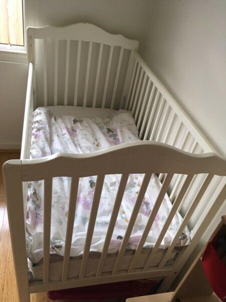 White timber cot
