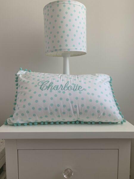 Aqua white polka dot lamp & 