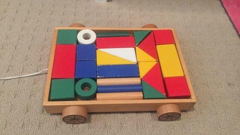 Building Blocks with Pull Cart