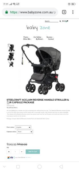 Reverse handle stroller going cheap