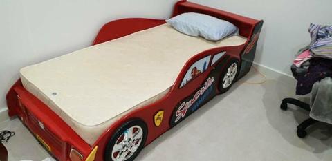 Red Racing kids car bed with orthopedic mattress
