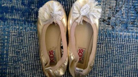 Girls Gold Ballet shoes Size 12
