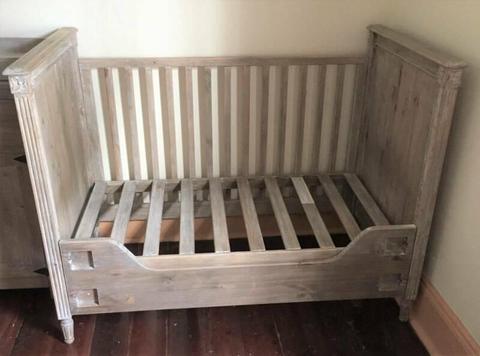 Rare Incy Baxter cot/toddler bed and change table/cupboard